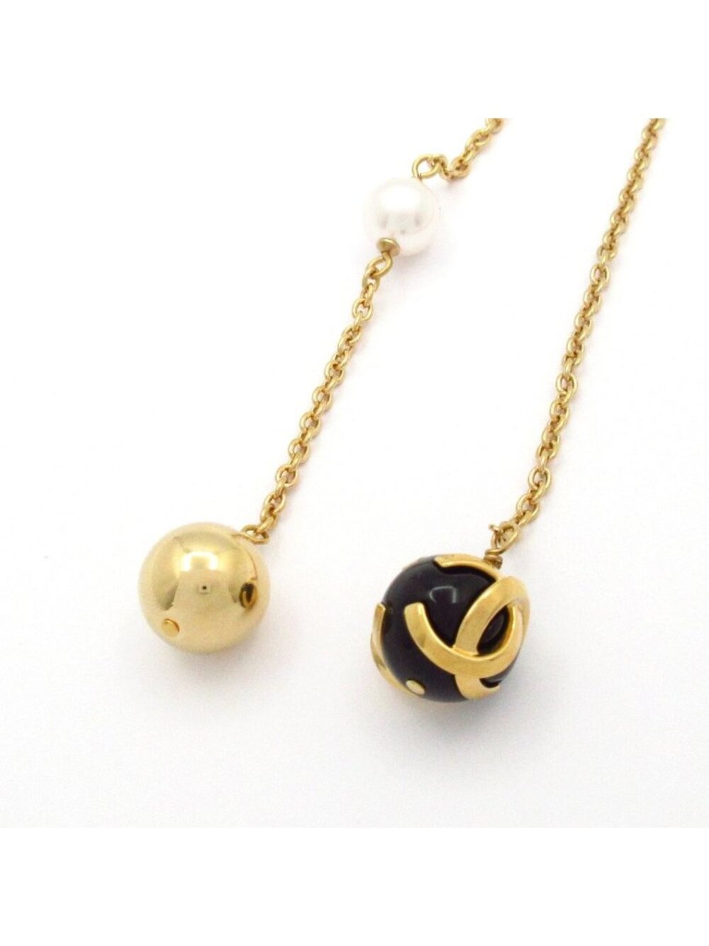 Chanel Necklace CC Logo Gold Black White